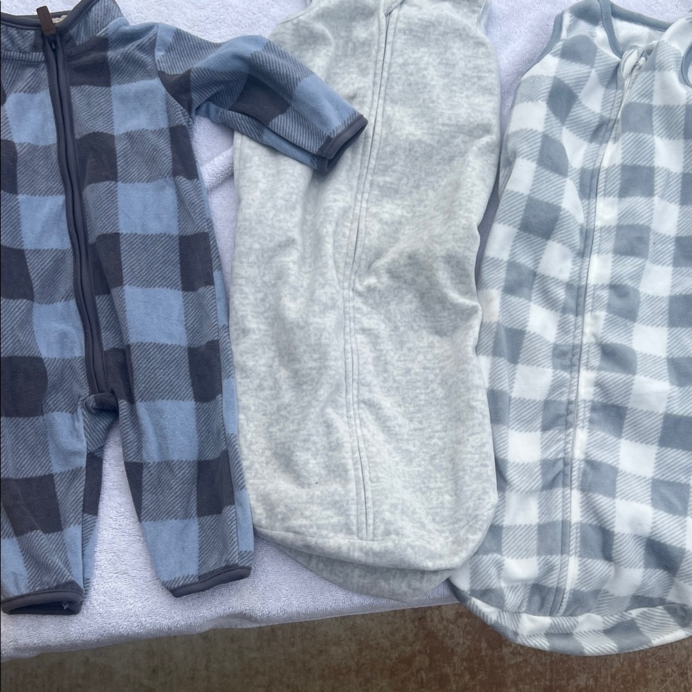 Plaid and Solid Baby Sleepers